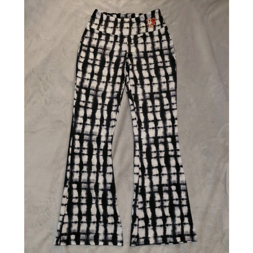 Bowling Green Falcons Women's Black & White Flare Yoga Athletic Pants Medium NWT